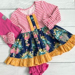 Eleanor Rose Tunic Dress Set with Ruffled Leggings